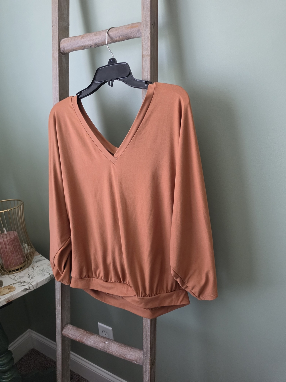 Daytrip Rust-Tone V-Neck Long Sleeve Top